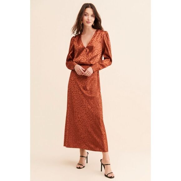 NWT Favorite Daughter x Nuuly The Joan Dress in Chocolate Jacquard, Size Small - Picture 5 of 12